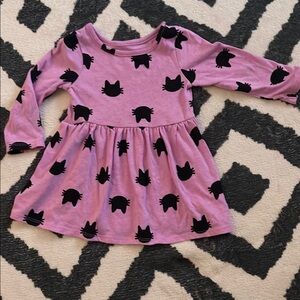 Cat Print Long Sleeve Dress